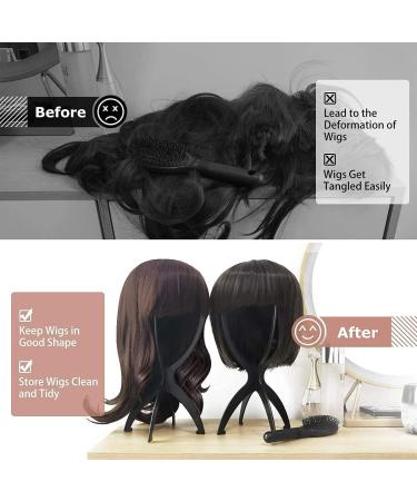 2 Pack Portable Wig Holder Stands - Foldable Short Wig Display for Easy Storage - Black Plastic - Buy Online on GoSupps.com