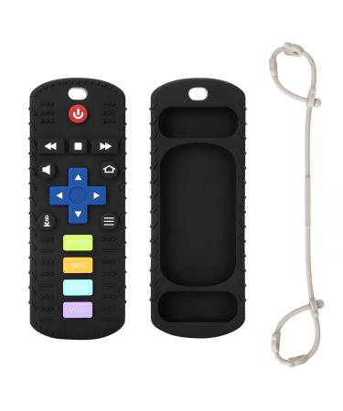 Eoopoon Silicone Baby Teething Toy  TV Remote Control Shape Baby Teether Toys for Babies 3 6 12 18 Months  Soft Baby Chew Toy for Boys Girls  BPA Free  Black