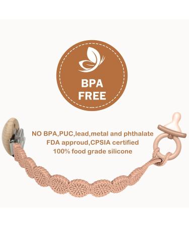 Viyuse Wooden Clips Pacifier Holder | 2 Pack Blue & Yellow Silicone Pacifier Clips | Unisex Baby Shower & Birthday Gift - Buy Online on GoSupps.com