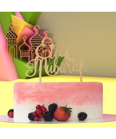 Eid Mubarak Cake Toppers Gold Glitter Ramadan Cupcake Topper Eid -fitr Dessert Decor for Islam Muslim Eid Party Supplies Style 1 - Buy Online on GoSupps.com