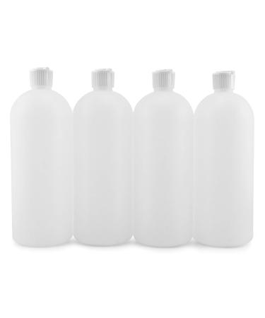 32-Ounce Flip Top Plastic Squeeze Bottles (4-Pack) Spout Style Tops, Natural Color