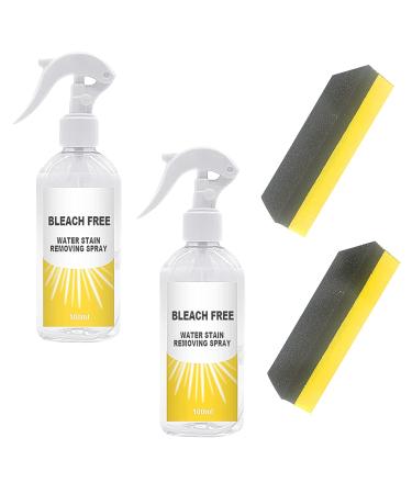 2 Pcs Bleach Free Water Stain Removing Spray with Sponge Decontamination Cleaning Spray Degreaser Cleaner Spray Kitchen Grease Cleaner Multi-Purpose Foam Cleaner