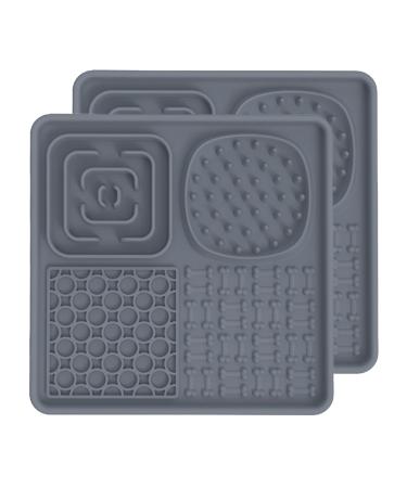 Aodaliy Silicone Slip mat for dog cats free from BPA + upgrading extra large suction cup Lick mat dog slow feeder dog lick mat pet for fodder mats for dog elecker and cat food (gray+gray) gray 2 pieces