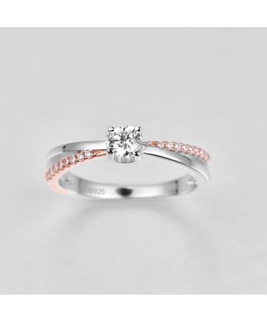 925 Sterling Silver Eternity White Topaz CZ Rose Gold Crossover Bridal Wedding Ring for Her - Size 6 US6 - Buy Online on GoSupps.com