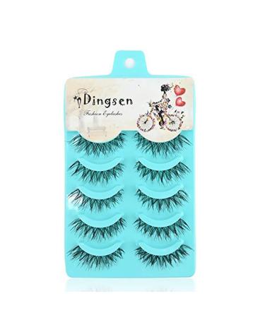 Blue Vessel 5Pairs Black Handmade Messy Natural Cross False Eyelashes