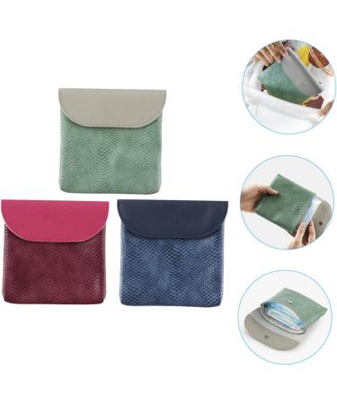 PLAFOPE Sanitary Napkin Storage Bag Button Period Bag Female Accessory Convenient Period Pouch Handbag Pu Multifunction Compact Period Bag Reusable Period Bag 3pcs - Buy Online on GoSupps.com