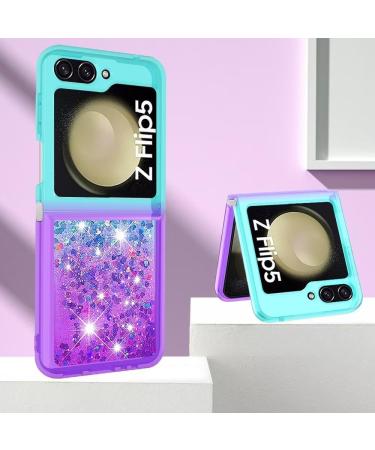 Shop Tivenfezk Nadoli Glitter Drive Shell for Samsung Galaxy Z Flip 5 - Shockproof Silicone Gradient Bumper Case with Liquid Waterfall Design - Transparent Blue Violet - Buy Online on GoSupps.com