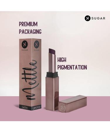 SUGAR Cosmetics Mettle Satin Lipstick 05 Helena Plum Berry 2.2g - Waterproof Longlasting Silky Finish Lipstick Lasts 8 Hours - Buy Online on GoSupps.com