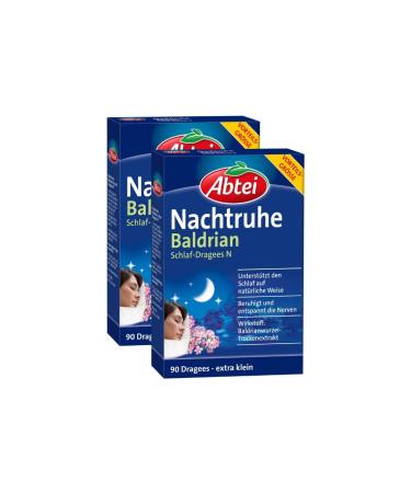 Abbey night's rest valerian sleep -dragees n - vegetable medicine for relaxing and healthy sleep as well as in the event of nervous load - without getting used to - 1 x 90 dragees (pack with 2) 90 pieces (2 pack)