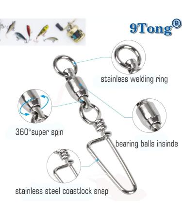 9Tong Ball Bearing Swivel with Coastlock Snap & Stainless Steel Ring for Saltwater Fishing - Standard Size 8+8 (320lb) - Pack of 25 - Buy Online on GoSupps.com