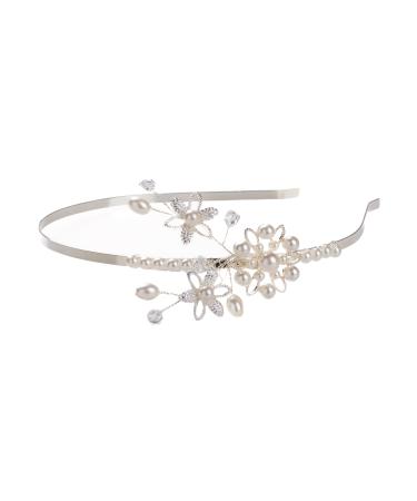 Shmily PURE HANDMADE wedding pearl rhinestone tiara headband hair accessory bridal jewelry silver new DH2007