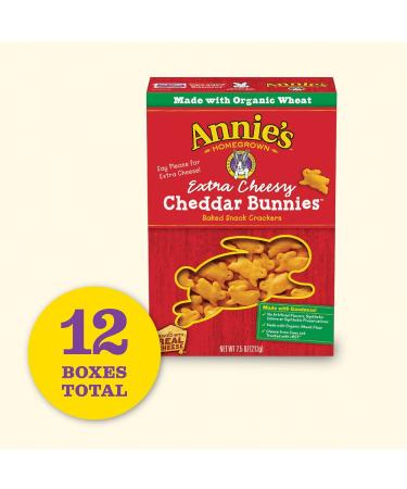 Annie's Organic Extra Cheesy Cheddar Bunnies - 7.5 oz Snack Crackers (Pack of 12) - Buy Online on GoSupps.com