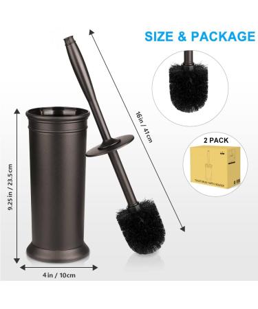 2 Pack Bronze Toilet Brushes with Extra Long Handle and Covered Holder - Buy Online on GoSupps.com