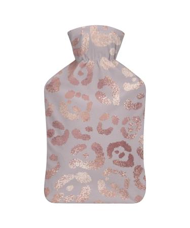 Hot Water Bottle With Lid Leopard Skin Texture Rubber Hot Water Bag For Pain Relief Cramps Foot Warmer Hot And Cold Therapy