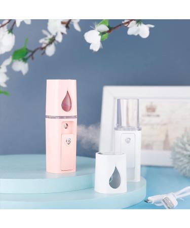 2 Pcs Nano Facial Mister Portable Mini Face Mist Sprayer for Skin Care, Makeup - USB Rechargeable Mirror - Pink White - Buy Online on GoSupps.com