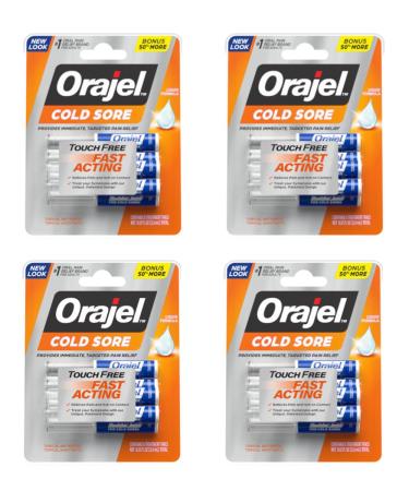 Orajel Cold Sore Touch-Free Fast Acting Liquid Formula Relieves Pain and Itch on Contact 6 Count (Pack of 4)