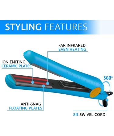 Royale Ionic Flat Iron 2 in 1 Hair Straightener & Curler - Luxury Ceramic Tourmaline Anti-Frizz Baby Blue | Worldwide Shipping - Buy Online on GoSupps.com