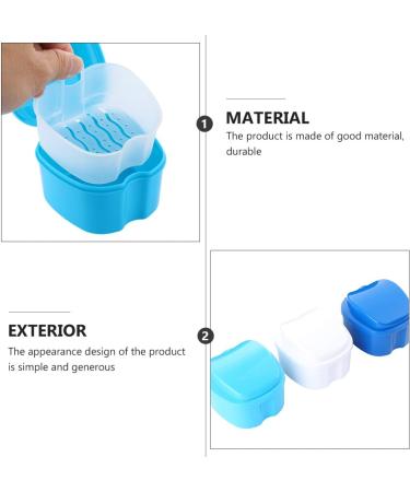 Milist Travel Containers - 3-Piece Plastic Prosthesis Set | Bath & Cleaning Holder with Sieve Basket | Light Blue Dark Blue White - Buy Online on GoSupps.com