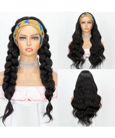 Body Wave Headband Wig 22 inch - Synthetic Glueless Wavy Wig for Black Women - 180% Density Heat Friendly - Buy Online on GoSupps.com