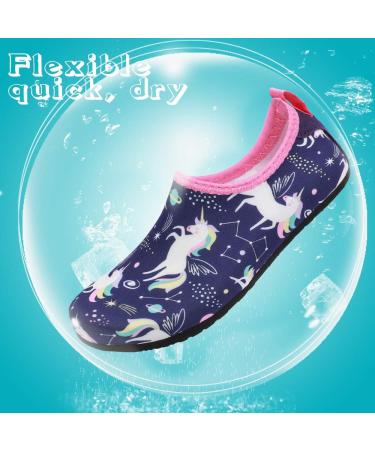 HIITAVE Kids Water Shoes - Non-Slip Beach Swim Barefoot Aqua Socks for Boys & Girls (Toddler 9-10, Purple/Unicorn) - Buy Online on GoSupps.com