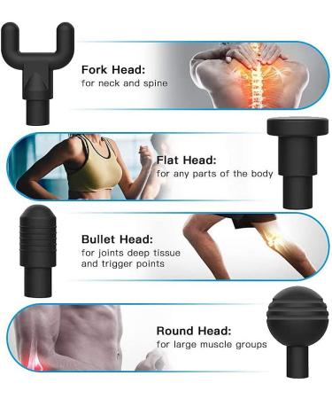 Deep Tissue Massage Gun | 6 Speeds, 4 Heads, Cordless Handheld Percussion Device for Muscle Relaxation - Black - Buy Online on GoSupps.com