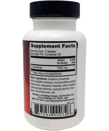 Beverly International Energy Reserve 60 Tabs - 1200mg L-Carnitine Supplement for Energy & Mitochondrial Function - Buy Online on GoSupps.com