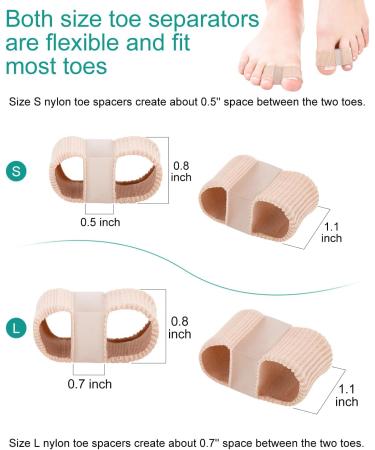 Bunion Correct Toe Spacers for Women Men - Toe Separators with Elastic Toe Loops and Soft Gel Pads - Relief for Bunion Correction and Hammer Toe - Size L - Buy Online on GoSupps.com