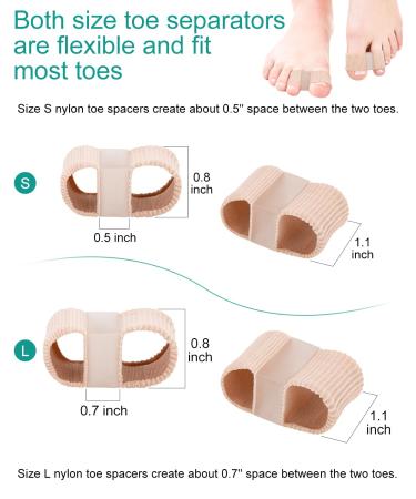BLATOWN Toe Spacers for Bunion Correction - 2 Pair Set with Elastic Toe Loops and Soft Gel Pads (S+L) - Buy Online on GoSupps.com