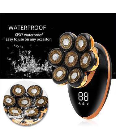 Buy 5 in 1 7D Rechargeable Head Shaver for Men - Golden Electric Razor Kit with USB & LED Display for Beard Ear Nose Hair Trimming - International Shipping Available - Buy Online on GoSupps.com