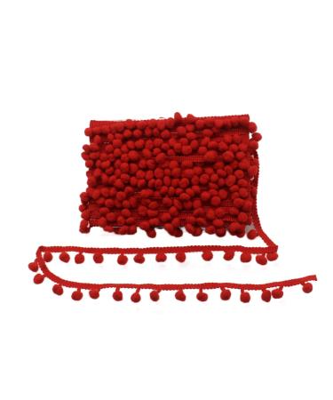 Yalulu 20Yards Mini Pom Pom Trim Ball Fringe Ribbon DIY Sewing Accessory Lace Trim for Pillow Curtains Home Decoration (Dark Red)
