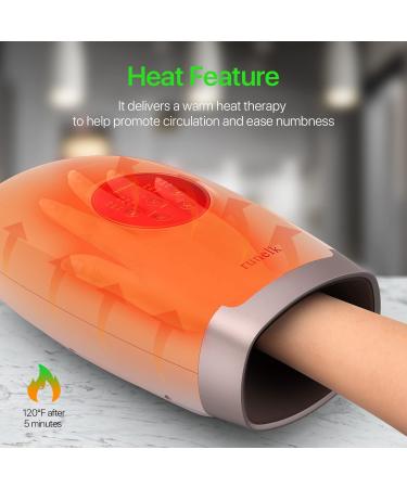 Runelk Cordless Hand Massager with Heat and Air Compression - 6 Massage Modes for Arthritis and Carpal Tunnel - Pain Relief and Acupressure Therapy - White - Buy Online on GoSupps.com