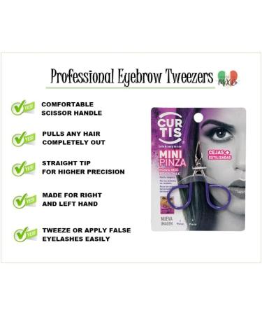 Professional Mini Tweezers with Scissor Handle | Precision Eyebrow Tweezers for Men/Women | Portable Beauty Tools for Facial Hair, Ingrown Hair, Blackhead | 58CC Purple | Made in Mexico - Buy Online on GoSupps.com