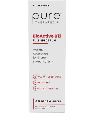 BioActive Vegan Vitamin B12 Sublingual Liquid Supplement - 1000mcg Drops - Hydroxocobalamin, Adenosylcobalamin & Methylcobalamin - 90-Day Supply - 0.5 Fl Oz - Buy Online on GoSupps.com