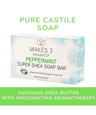 Buy Peppermint Shea Butter Bar Soap - Refreshing 4 Oz | International Shipping Available - Buy Online on GoSupps.com