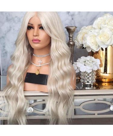 BGHJUE 26 Platinum Blonde Lace Front Wig - Synthetic Heat Resistant Wig with Baby Hair for Women Perfect Glueless Style - Buy Online on GoSupps.com