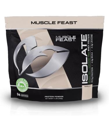 Muscle Feast Grass-Fed Whey Protein Isolate, All Natural Hormone Free Pasture Raised, Vanilla, 5lb (94 Servings) Vanilla 5 Pound (Pack of 1)