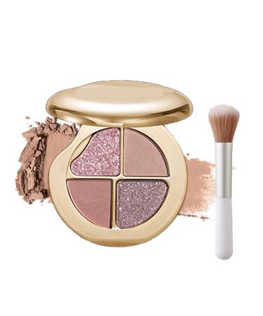 Highlighting Eye & Cheek Palette 4-Color Glow Wardrobe Eye and Cheek Palettes Waterproof & Long-Lasting Buildable Color Shape Contour & Highlight (05#)