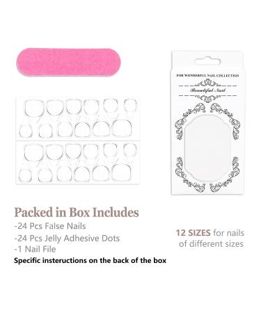 French White Square Short Full Cover Fake Toe Nails 24PCS - Toe Nails with Glue Sticker and File - False Gel Toe Nails Tips for Women, Teens, Girls - Buy Online on GoSupps.com