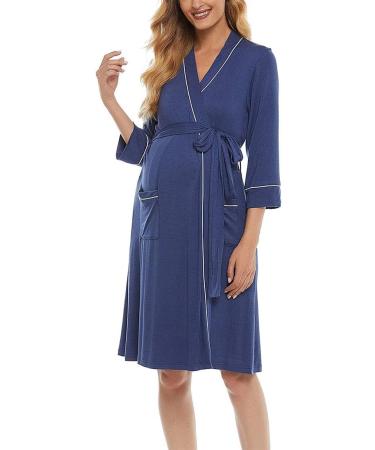 OCCIENTEC Women's Maternity Nursing Robe and Nightgown Set in Navy - Comfortable and Stylish Delivery and Breastfeeding Attire - Buy Online on GoSupps.com