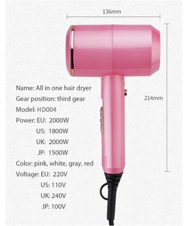 JYYBN Hair Dryer. Professional Hair Dryer Cold and Hot 2000W Anion Blow Dryer DC Motor with Concentrator Diffuser and Induction Function Dry - Buy Online on GoSupps.com