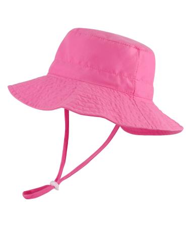 LACOFIA Toddler Baby Sun Hat Unisex Kids Summer Bucket Hat Wide Brim for Outdoor Swim Beach Pool Adjustable 6-24 Months A-Pink