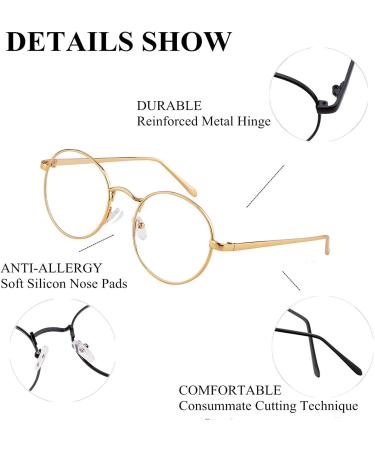 Shop ADEWU Round Anti Blue Light Glasses - Computer Gaming Eye Protection for Men & Women | 2pcs Gold - Buy Online on GoSupps.com