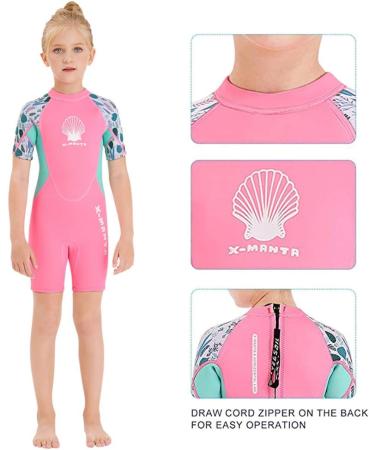 Wetsuit Kids Shorty 2.5MM Neoprene Thermal Diving Swimsuit for Boys and Girls - UV Protection Rash Guard for Youth - Pink Large - Buy Online on GoSupps.com