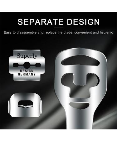 Eproicks Stainless Steel Corneal Remover for Feet - Effective Foot Care Tool with Wooden Handle & 10 Blades for Dead Skin Removal - Buy Online on GoSupps.com