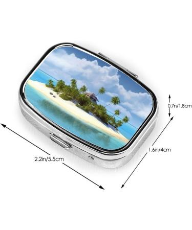 Island & Beach Printed Square Pill Box | Portable Traveling Medicine Organizer - Buy Online on GoSupps.com