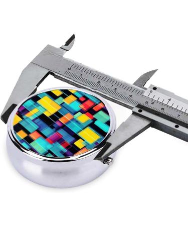 Square Geometry Diagram Round Pill Box | 3 Compartment Organizer | Portable Travel Pill Box for Easy Medication Management - Buy Online on GoSupps.com