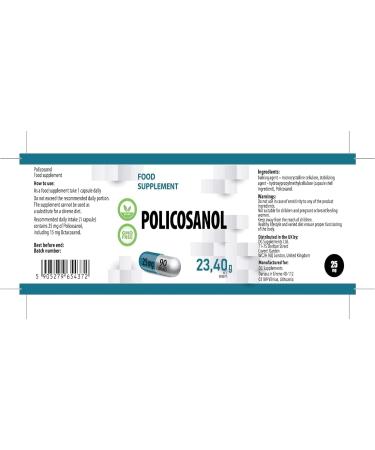 Hepatica Policosanol 25mg 90 Vegan Capsules Tested by a Third Party Laboratory Gluten & GMO Free - Buy Online on GoSupps.com
