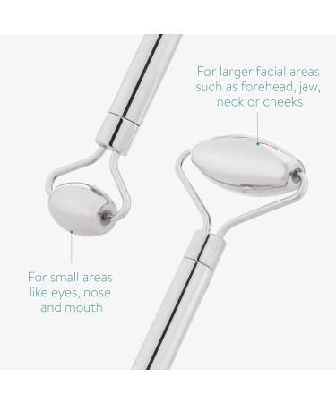 Navaris Stainless Steel Face Roller Scooter - Dual-Head Massage Device with Large & Small Rollers - Enhance Your Skincare Routine - Buy Online on GoSupps.com