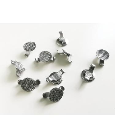 Dental Lingual Buttons with Double Wings 80g Round Mesh Base Orthodontics Buttons Ortho Buttons (30 Pcs Cleat Lingual Buttons)