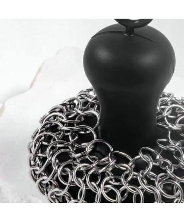 Facesunny Cast Iron Cleaner Chainmail Scrubber Upgraded Handle Cast Iron Scrubber Brush Black Stainless Steel 316 Chain Mail Scrubber - Buy Online on GoSupps.com